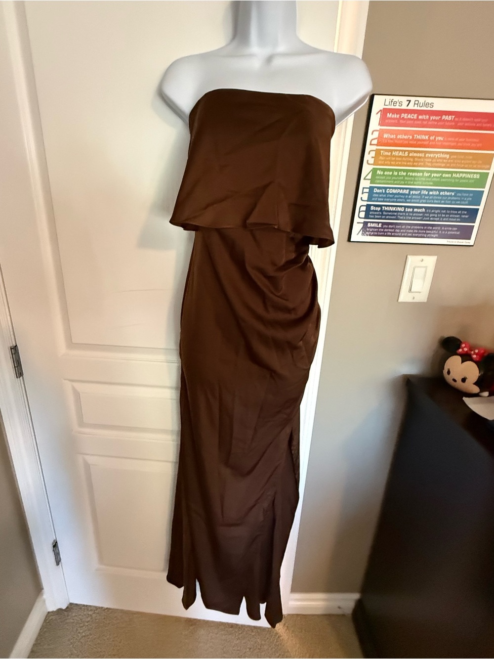 Strapless Brown Maxi Dress - Elegant Evening Wear